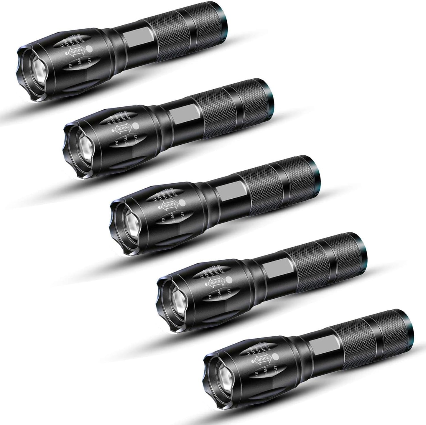 MVIOCS 5 Pack Flashlights High Lumens, Powerful Tactical Flashlights with 5 Modes, Waterproof Zoomable Small LED Handheld Flash Light for Home Emergencies Camping Hurricane