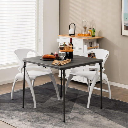 Costway Folding Camping Table, Portable Picnic Camp Table with Handle, Outdoor Lightweight Dining Table with All-Weather HDPE Tabletop and Rustproof Steel Frame (Gray)