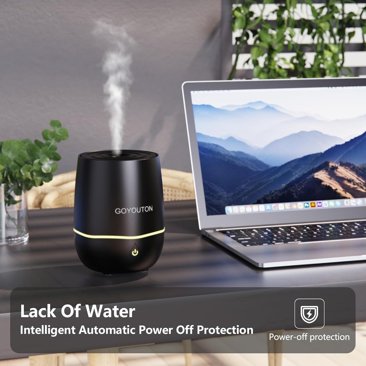 Essential Oil Diffuser, 200ML Diffusers for Home Scent Aromatherapy Diffuser Air Desk Humidifier Aroma Diffuser for Bedroom Room Office with 7 Color LED Lights Quiet Waterless Auto Shuts-Off (Black)