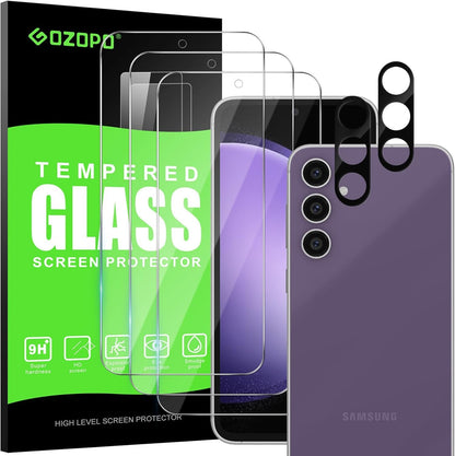GOZOPO [3+2 Pack] Tempered Glass Screen Protector for Samsung Galaxy S23 FE, [Scratch Resistant] [Bubble Free]