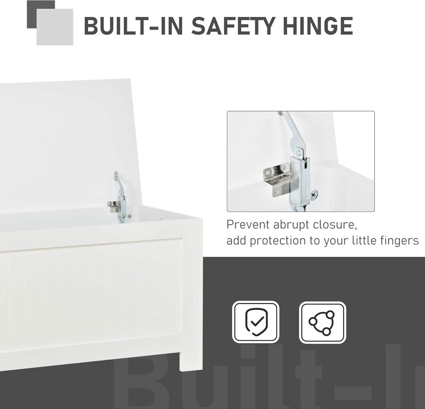 HOMCOM Storage Chest, Modern Storage Trunk with 2 Safety Hinges and Flip-Top Lid, Blanket Box for Living Room, White