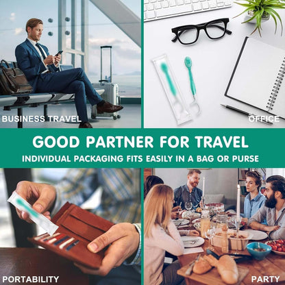 5 in 1 Mini Toothbrush & Floss & Tongue Scraper & Toothpick Set, Portable Oral Care for Travel Work, Disposable Toothbrushes with Toothpaste, 26pcs Individual Packs for Travel, Work (1 Bag(26 Pcs)