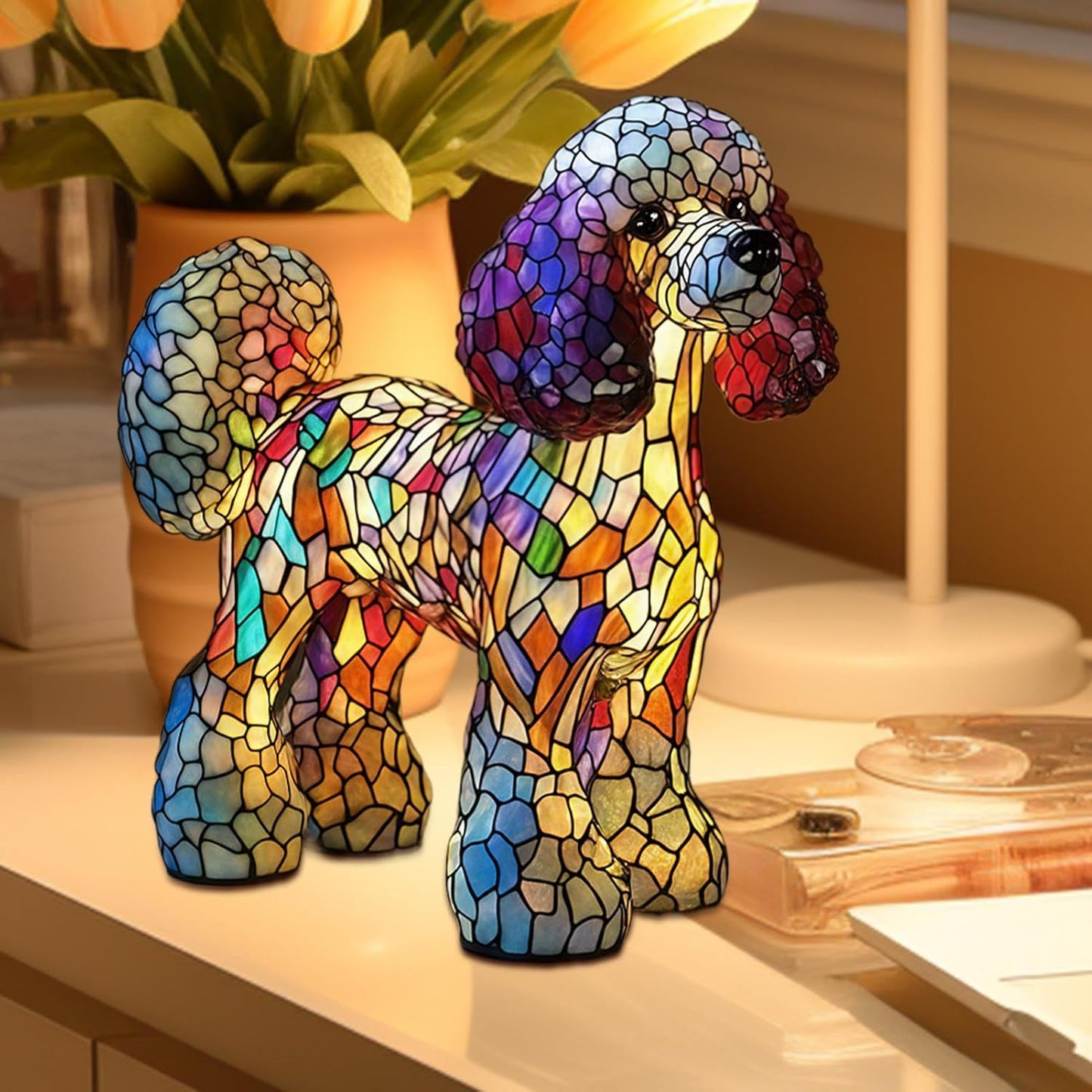 wiroouia Tabletop Dachshund Light | Resin Night Light for Bedside with Dog Shape | Rechargeable Ambience Lamp for Bedside Bedroom Shelf Living Room
