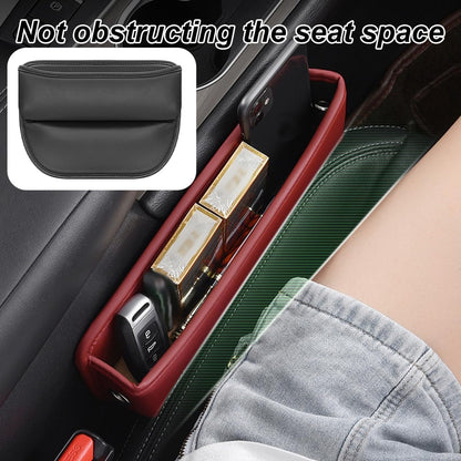 XINLIYA Car Seat Gap Filler Organizer, 2PCS Leather Multifunctional Vehicles Front Seat Storage Box for Keys Phone, Adjustable Automotive Interior Accessories, Universal for SUV, Truck (Black)