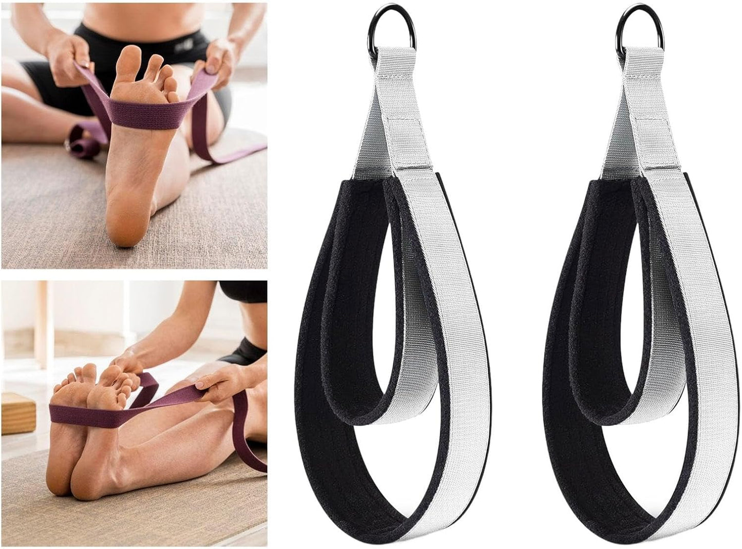 STARTIST 2Pcs D Rings Straps Handle,Pilates Double Loop Straps Pilates Accessories,Exercise Yoga Straps for Home Gym Adults Reformer