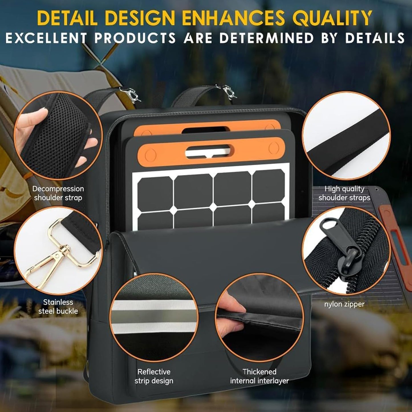 Solar Panel Bag, Double-Layer Organizer, Heavy Duty Protector Travel Handle Case, Dependable Material Longevity, Outdoor Sports Gear for Tablet Laptop Smartphone Use 22x4.7x25.5in