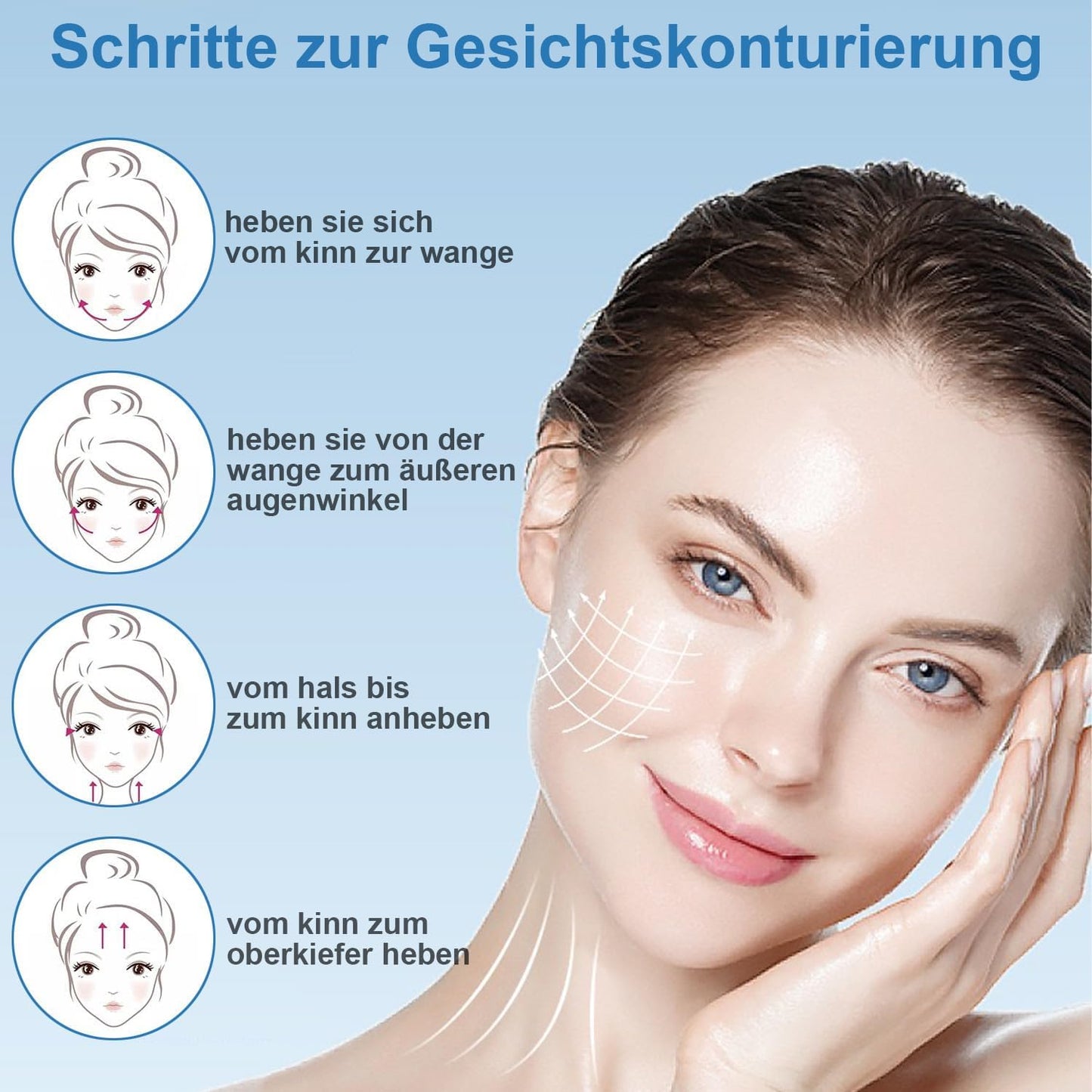 Face Massager, Neck Face Anti-Wrinkle 7 Colours Electric Face Massager 3 Modes Face Lifting Device, 45°C EMS Device Face in Vibration Mode, for Skin Care, Firming and Improvement