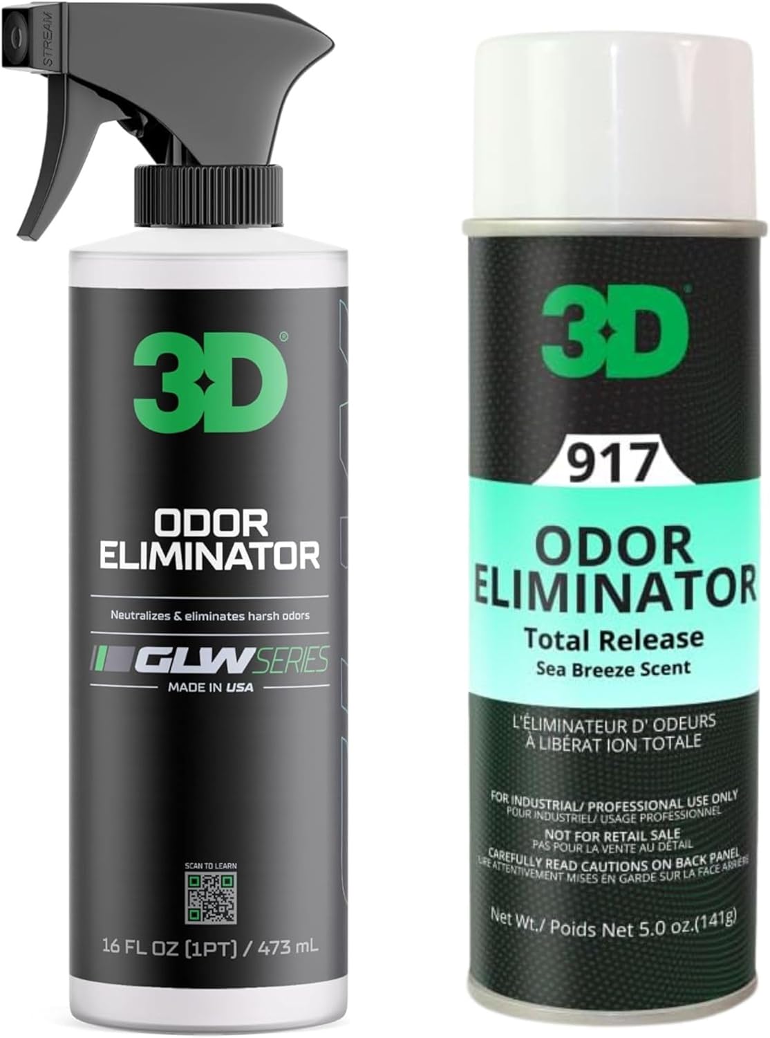 3D GLW Odor Eliminator Spray (16 oz) & Total Release Fogger (Sea Breeze, 5 oz) – Dual Action Air Freshener for Lasting Odor Control