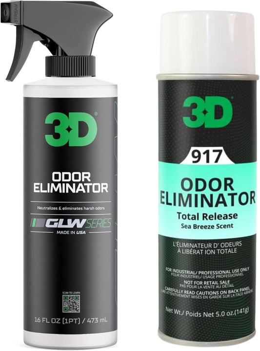 3D GLW Odor Eliminator Spray (16 oz) & Total Release Fogger (Sea Breeze, 5 oz) – Dual Action Air Freshener for Lasting Odor Control