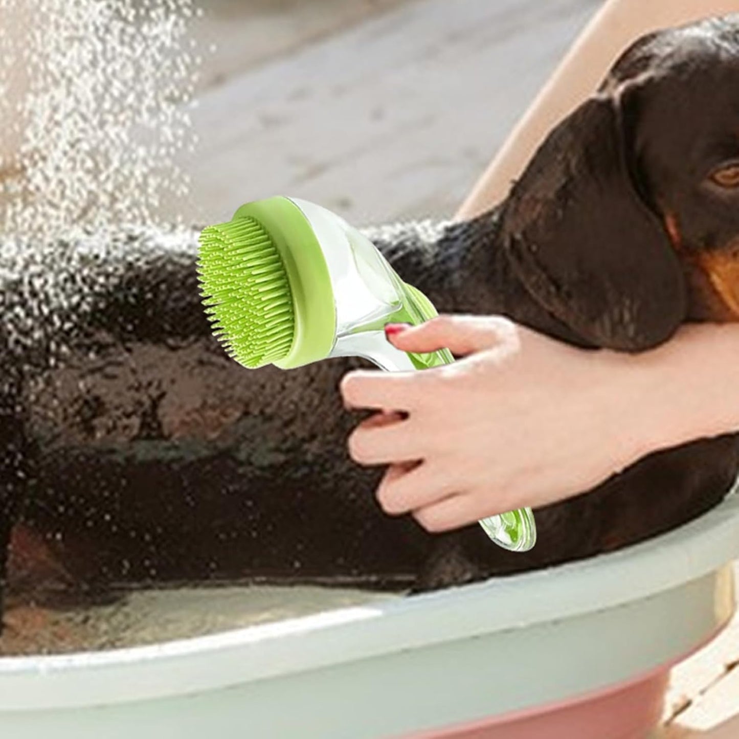 Dog Bath Brush, Pet Toilet Massage, Portable Silicone Bristles, Ergonomic Handle Scrubber, Deep Cleaning Massage, for Indoor, Outdoor Bathing, Shower, Spa, Cats, Kittens