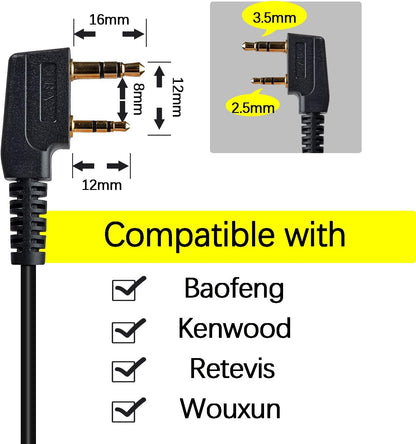 UAYESOK Walkie Talkie 2 Pin Kenwood to 3.5mm Headphone Adapter, Aux Audio Cable, Radio Adapter with PTT for Baofeng Kenwood TYT Wouxun Quansheng Radio for Electronic Earphones