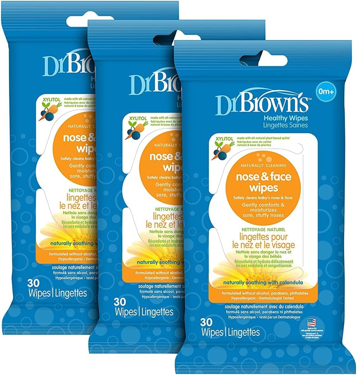 Dr. Brown's Nose and Face Wipes, 30 Count, 3-Pack