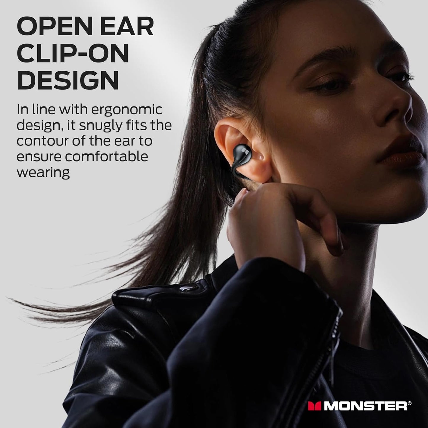 Monster Wireless Earbuds, Bluetooth 5.4 Clip-On Earbuds with HiFi Stereo,Open Ear Headphones with ENC Clear Call, 21H Playtime, Fast Charge, Touch Control,IPX6 Waterproof Wireless for Workouts,Outdoor