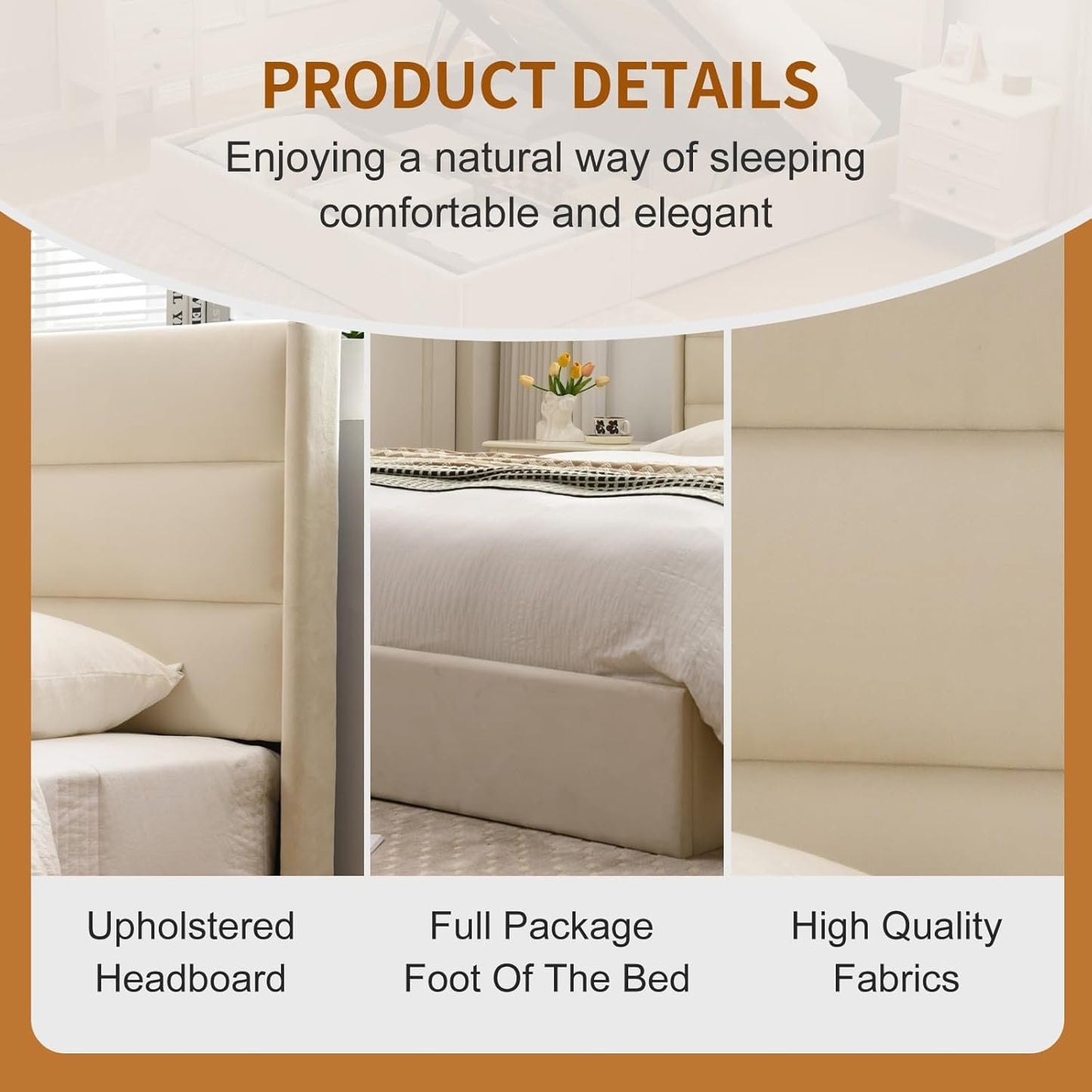 YUHUASHI Lift Up Storage Bed, Hydraulic Lifting Mechanism, Modern Flat Back Headboard, Wooden Slats, No Spring Required (White, Full)