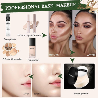 Ruicen Women's Make-Up Set, Complete Make Up Kit for Women and Teenagers with Eyeshadow Palette 55 Colours and Other Accessories, Make Up Set Ideal for Beginners