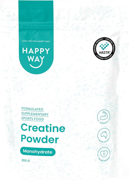 HAPPY WAY Flavourless Creaine Powder - 300g | Unflavoured Pure and Versatile | Boosts Strength & Enhances Workout Performance | Ideal for Shakes, Smoothies, Healthy Beverages & Fitness Regimens