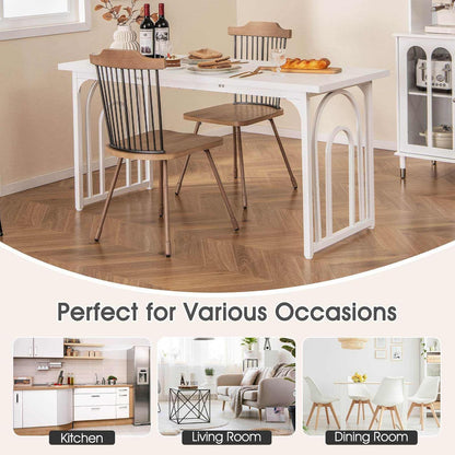 Giantex 160CM Dining Table for 6-8 People, Rectangular Farmhouse Kitchen Table w/Heavy Duty Metal Legs, Large Mid Century Dinner Table for Dining Room, Living Room, Restaurant, White