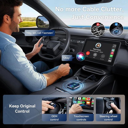 Wireless CarPlay Adapter for iPhone and Android,Converts Wired to Wireless CarPlay Adapter,Plug and Play,Stable Car Control Low Latency for Cars with Built-in Carplay