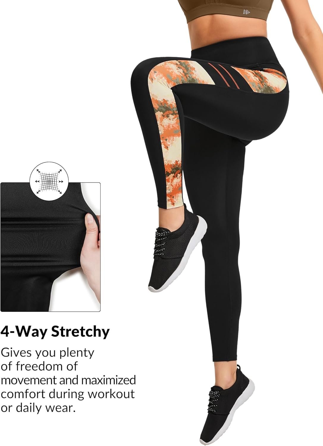 Yvette Printed Leggings for Women High Waisted Workout Tummy Control Yoga Pants with Pockets