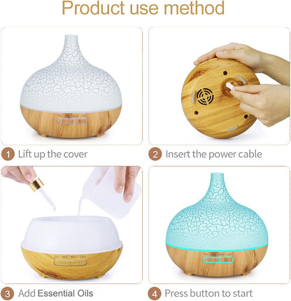 Scent Diffuser - Electric Diffuser with Remote Control 400ml,Household Air Freshener Automatic Aromatherapy Machine with 6 Color Lights for Desk Nursery Relaxation Hotel Apartment Travel Reading