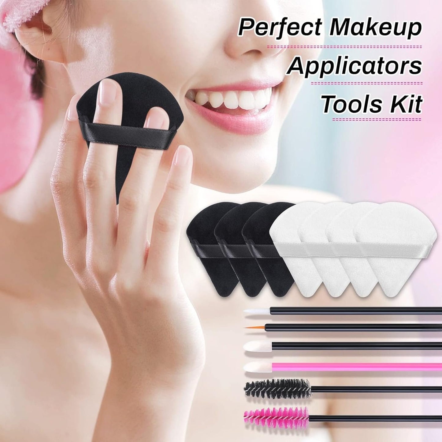 Disposable Makeup Accessories with Makeup Applicators Triangle Makeup Puffs, Mascara wands, Disposable Lip Applicators, liner Brushes Makeup Tools for Makeup Artist Supplies