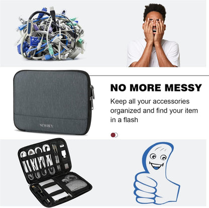 NEWHEY Portable Waterproof Cable Organizer Bag Gadget Electronic Accessories Bag for Travel USB Drive Hard Drive Charger Black, grey, Casual