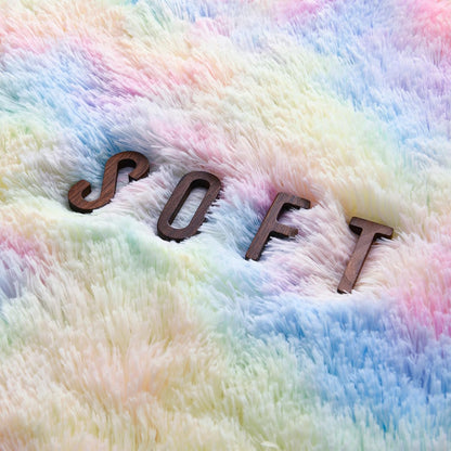 Shaggy Rugs Fluffy Area Rugs 4x5.2 Ft, Large Tie-Dyed Plush Fuzzy Rug, Ultra Soft Modern Furry Carpet for Bedroom, Anti-Skid Indoor Carpets Nursery Rug for Kids Room Home Decor (Rainbow, 120 * 160cm)