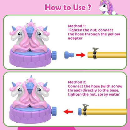 Outdoor Water Toys Sprinkler for Kids: Unicorn Spinning Sprinkler Summer Outside Toys Attached to Garden Hose, Outdoor Water Play Splashing Fun for Backyard Garden Game, Gift for Kids Age 3-5 4-8