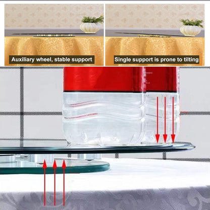 27" Glass Lazy Susan Turntable Large Dining Table, Kitchen Round Clear Tabletop Rotating Tray with Swivel Assist System, Silent & Smooth Spin Table Centerpiece