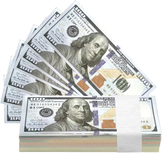 100 PCS Play Prop Full Print Two Sided- Educational Play for Kids- for Games, Monopoly, Videos, Teaching and Birthday Party