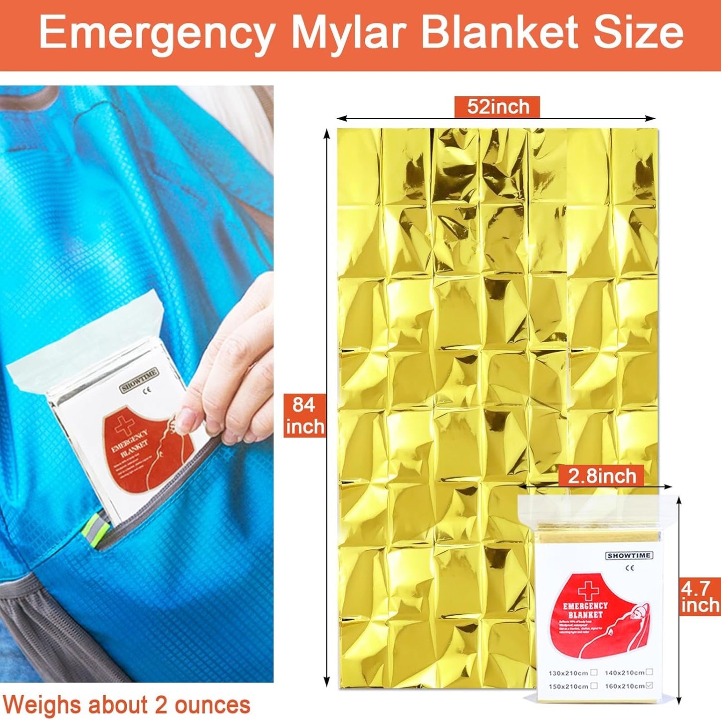 KIDOFLY Gold&Silver Mylar Thermal Emergency Blankets (10 Pack) - Survival Blanket for Outdoor Camping, Hiking, First Aid, Marathon & Bug Out Bag Essentials