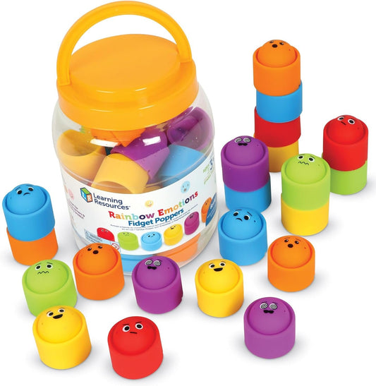 Learning Resources Rainbow Emotion Fidget Poppers Classroom Set, 24 Pieces, Ages 3+, Autism Sensory Toys, Social-Emotional Learning,Sensory Toys for Toddlers