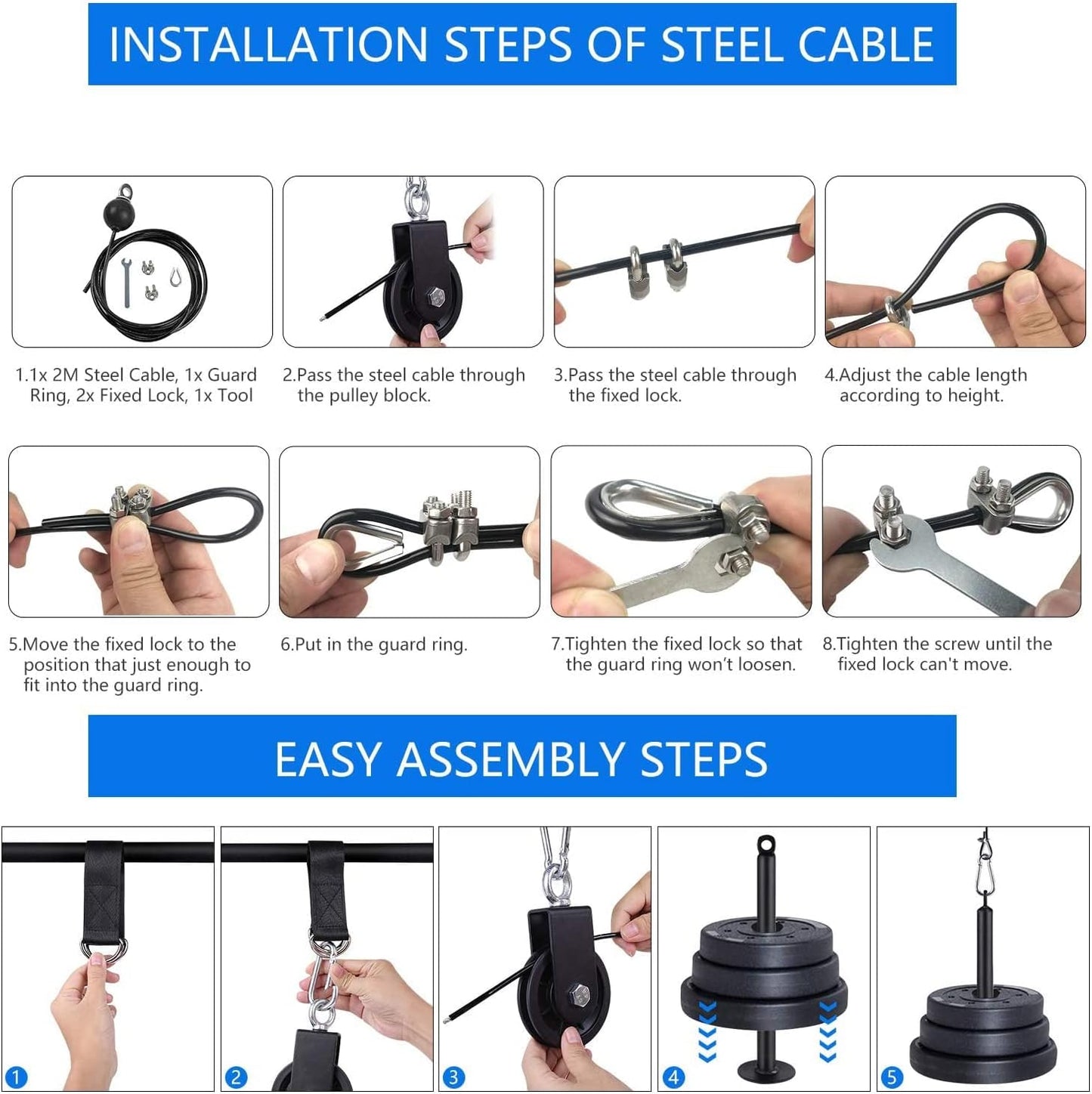 LFJ LAT Pull Down and Lift Weight Pulley System Cable Machine Pulley Attachment for Triceps Pull Down, Biceps Curl, Back, Forearm, Shoulder Home Gym Equipment