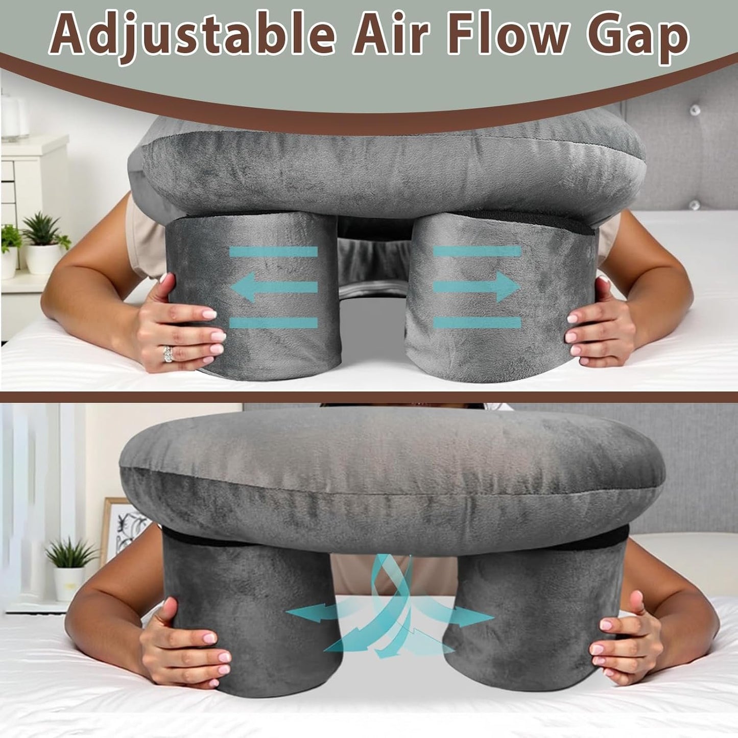 BBTEQEKN Face Down Pillow for Sleeping, Foam Pillow After Surgery, Massage Pillow Face Down After Eye Surgery, Ergonomic Pillow for Neck Pain Relief, Grey