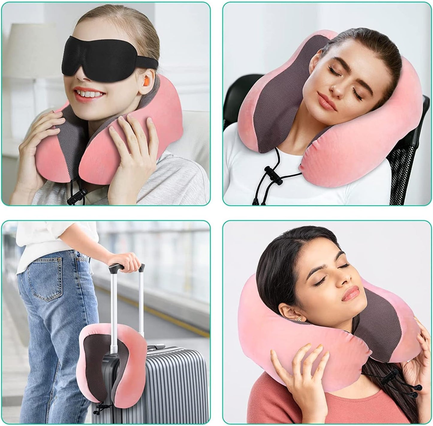 Bestek Memory Foam Travel Neck Pillow with 3D Eyemask and Earplugs, Neck Support Flight Pillow for Airplane Car Bus Train Travelling Camping