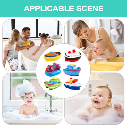 Boat Bath Toys, Swimming Water Plaything Set, 6 pezzi Toddler Bathing Supplies for Boys, Girls, Pool Entertainment Tool, Play Accessory 11.7 inch