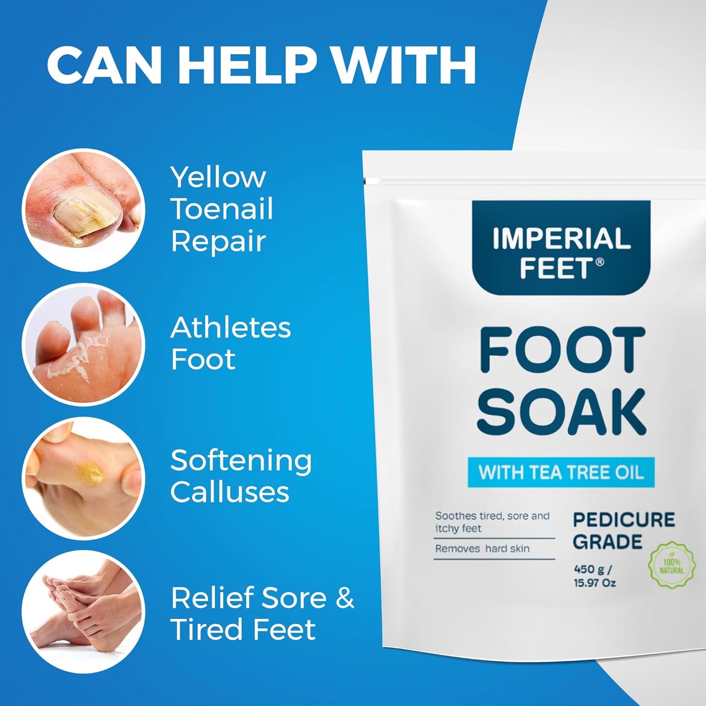 Pedicure Quality Foot Soak with Tea Tree Oil & Epsom Salt | Helps Treat Nail Fungus Athletes Foot | Anti Fungal Nail Treatment | Foot Moisturiser & Deodorizer Feet Soak | Exfoliating Foot Soak