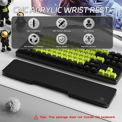 SELORSS Acrylic Keyboard Wrist Rest - Tenkeyless, Ergonomic, No Numeric Keypad - Modern, Black