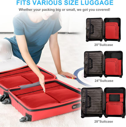 Cinnani Compression Suitcase Organizer, Set of 6 Travel Organizers, Packing Cubes for Travel, Travel Organizers, Space-Saving Travel Suitcase Organizer for Clothes, Shoes, Underwear
