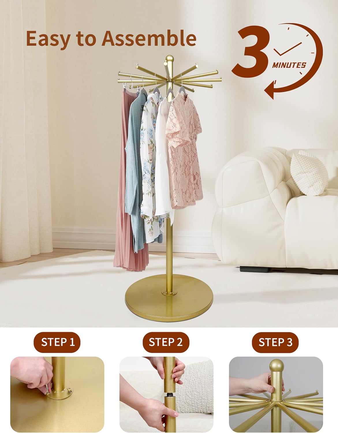 360-Degree Rotating Stand With 12 Arms（100lb Capacity） Storage for Scarves, Bags, Shawl, Etc | Heavy-Duty Metal Rack for Retail Stores, Boutiques & Home Organization