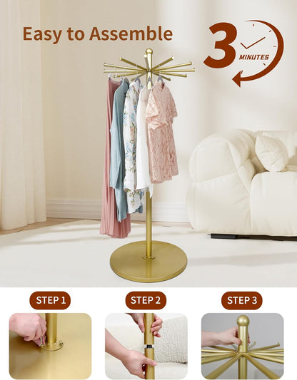 360-Degree Rotating Stand With 12 Arms（100lb Capacity） Storage for Scarves, Bags, Shawl, Etc | Heavy-Duty Metal Rack for Retail Stores, Boutiques & Home Organization