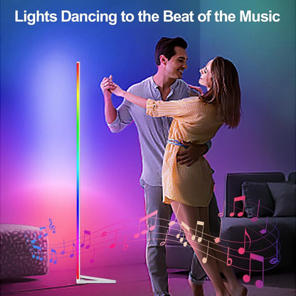 MIHEAL 2PCS Corner Floor Lamp, Synced Lights LED Control Floor Lamp RGB Light 56" Smart LED Corner Lamp App and Remote for Living Room Gaming Bedroom and Etc.