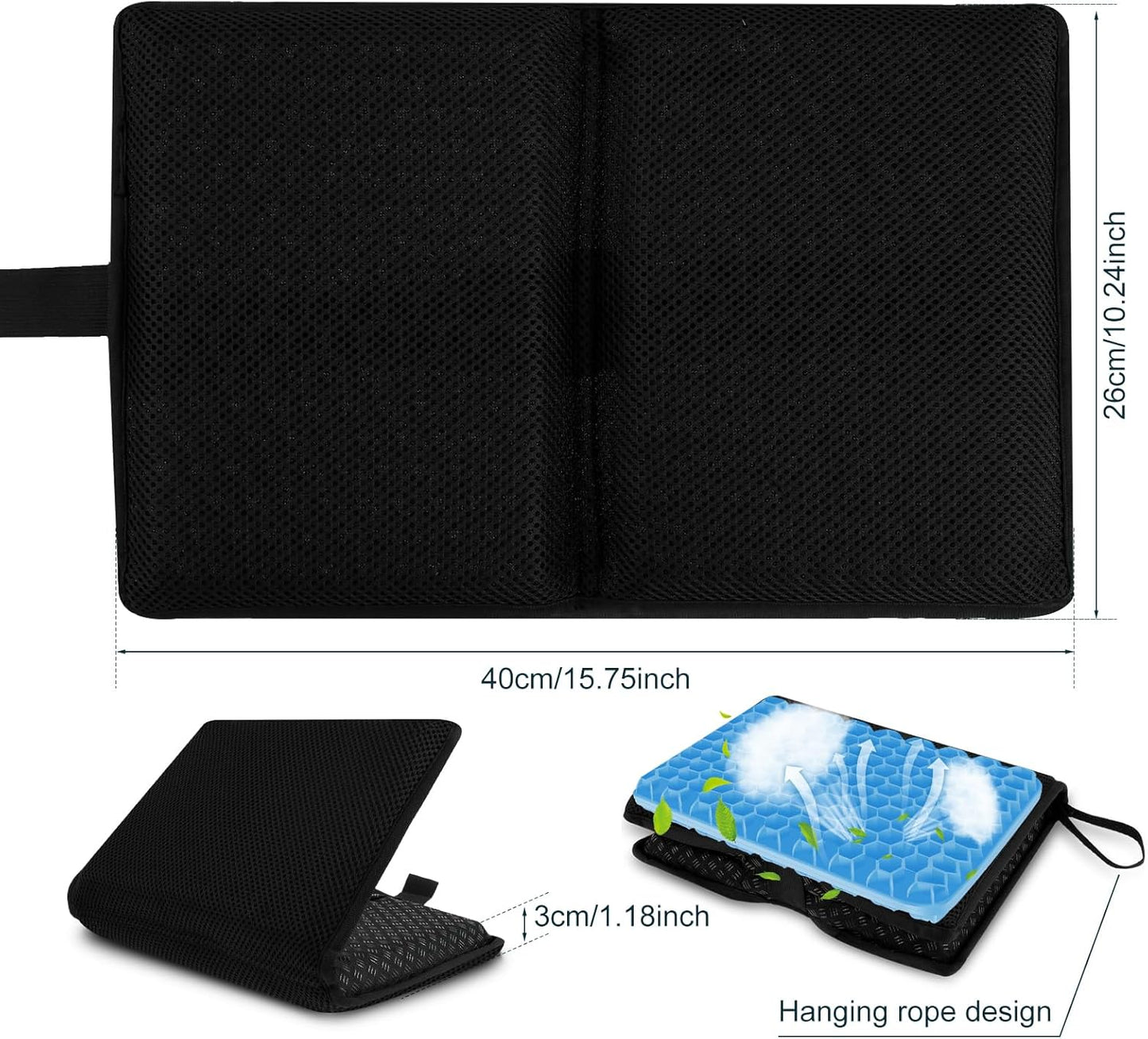 Travel Seat Cushion,Portable Airplane & Stadium Cushion,Gel Grid Design for Comfort, Foldable Cushions for Commute, Airplanes, Camping, Bleachers