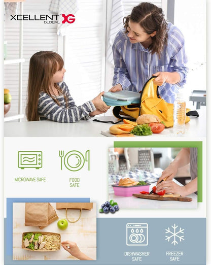 Xcellent Global Collapsible Silicone Food Storage Containers 4 Pack Lunch Bento Box BPA Free for Outdoor Camping, Hiking, Picnic CP012