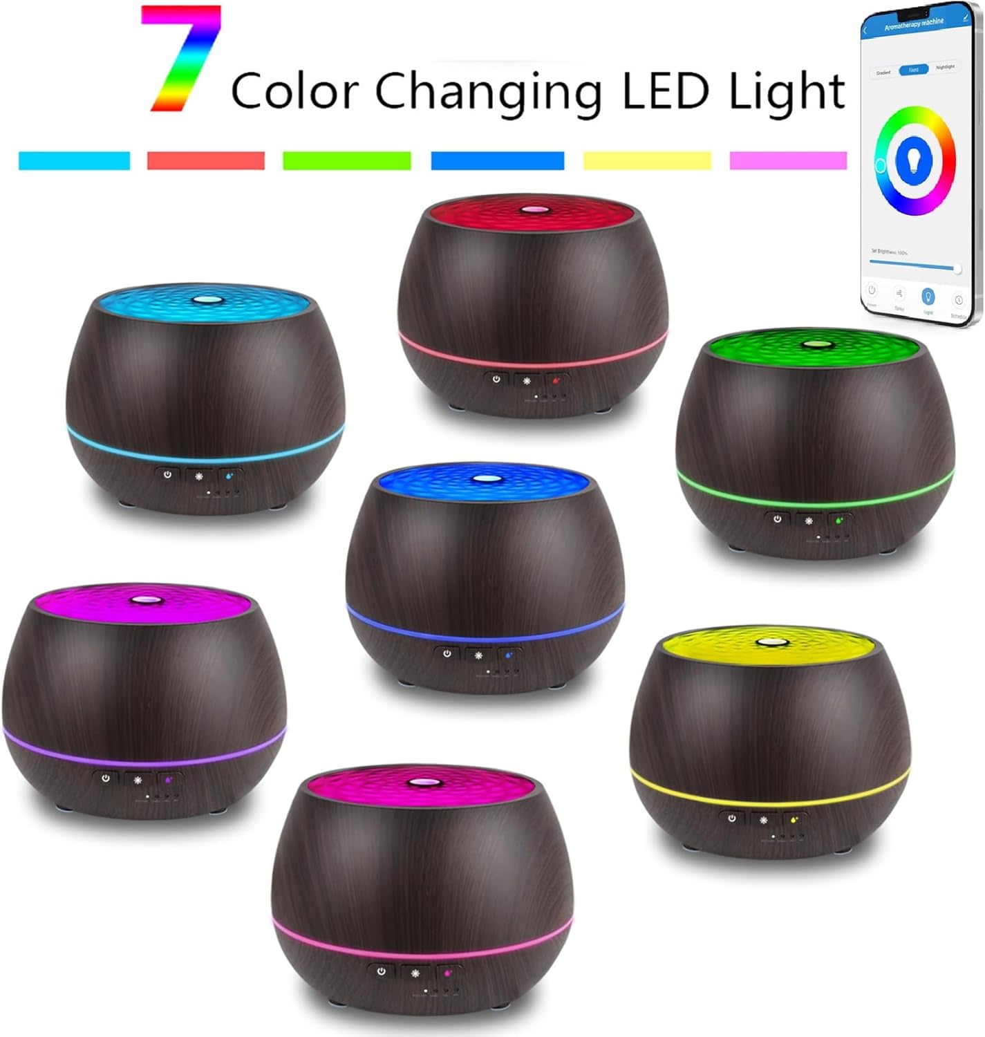 ISMATE Smart WiFi Essential Oil Diffuser, App Control Compatible with Alexa, 500ml Aromatherapy Humidifier for Relaxing Atmosphere in Home,Bedroom and Office (Dark Grain)