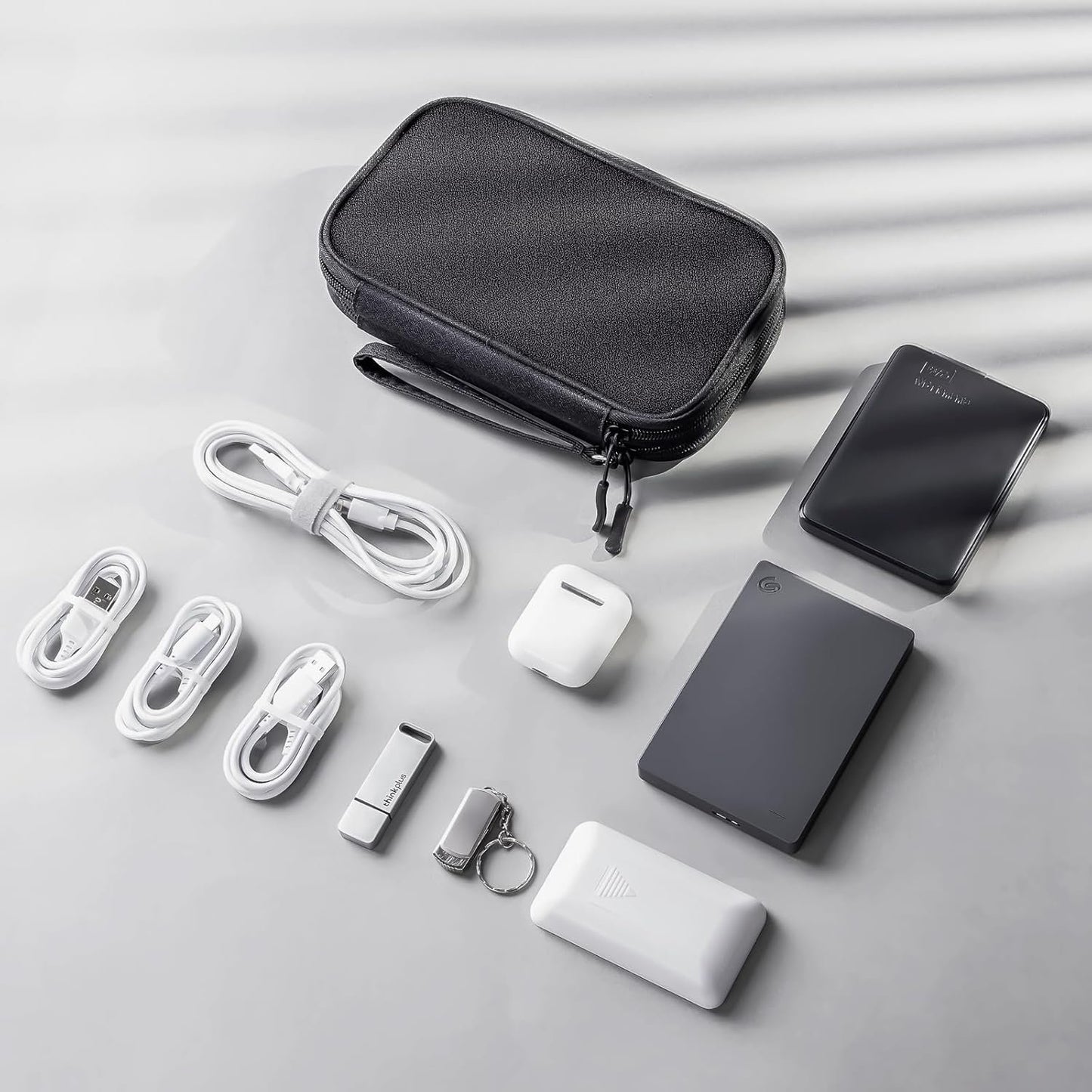 ProCase Electronics Organizer Travel Case, Portable Tech Cable Organizer Bag, Charger Organizer Case Pouch for Travel Accessories, Electronics, Power Bank, Wire -Black