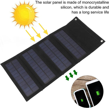 Solar Panel 40W, Foldable Portable Monocrystalline Silicon Solar Panel with USB Interface for Cell Phone, Tablet, Folding Power Station Generator for Camping, Emergency Power