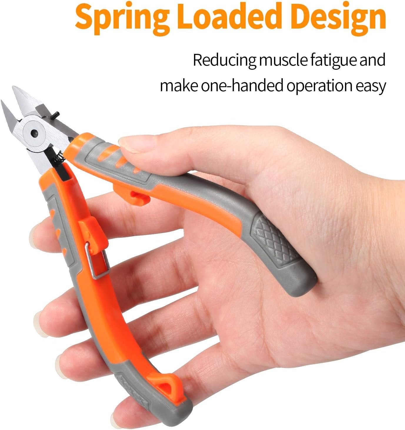 SPEEDWOX Side Cutter 5-Inch, Diagonal Cutting Pliers, Wire Cutting Nippers with Safety Lock and Protective Holster, Mini Precision Flush Cutters Tapered Head Wire Clippers for Narrow Areas
