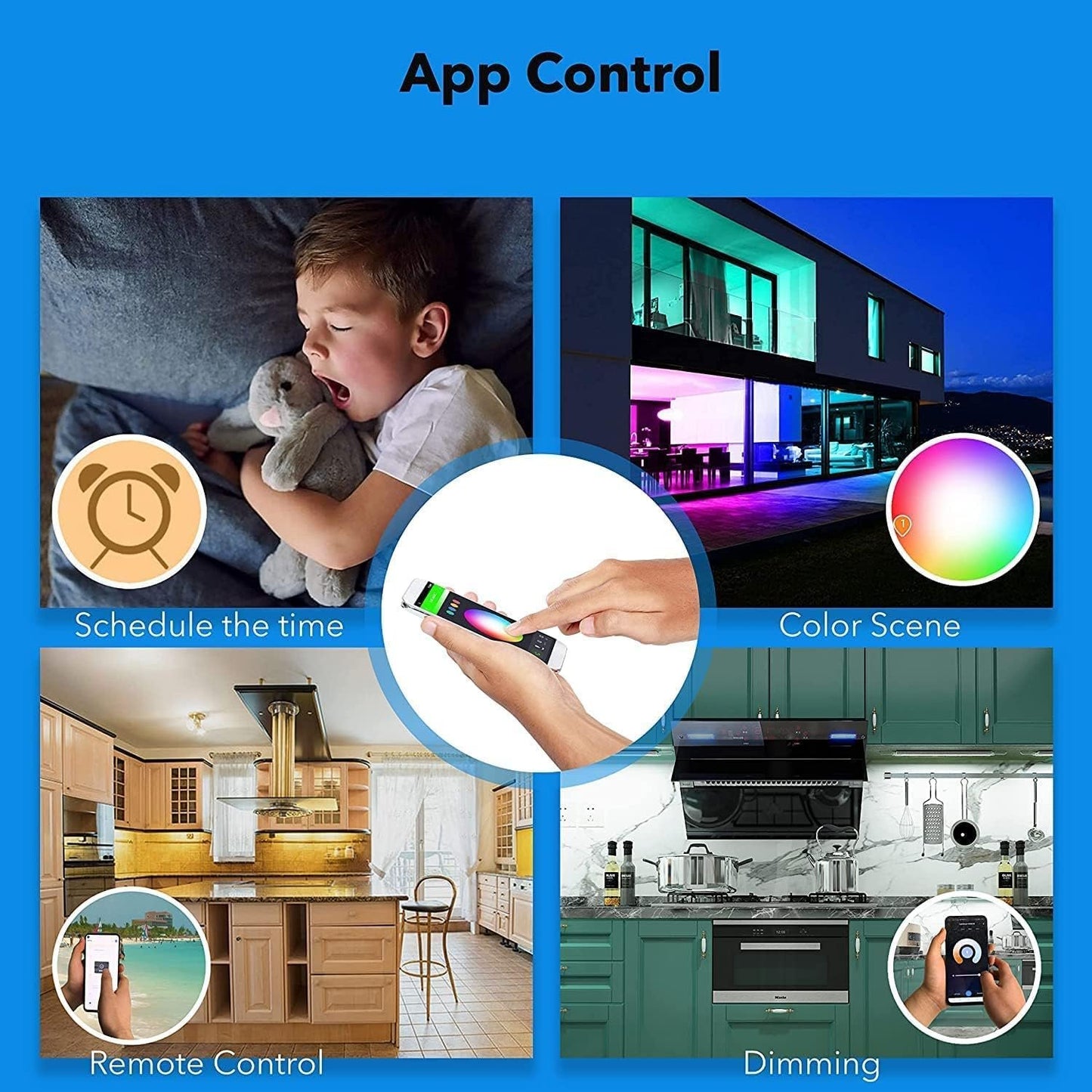 LED Under Cabinet Lighting Hardwired, Smart Adjustable White and RGB Dimmable Lights for Under Cabinets in Kitchen, Compatible with Alexa Google, App Control and Remote Included 2-Pack (2-Bar 24 Inch)