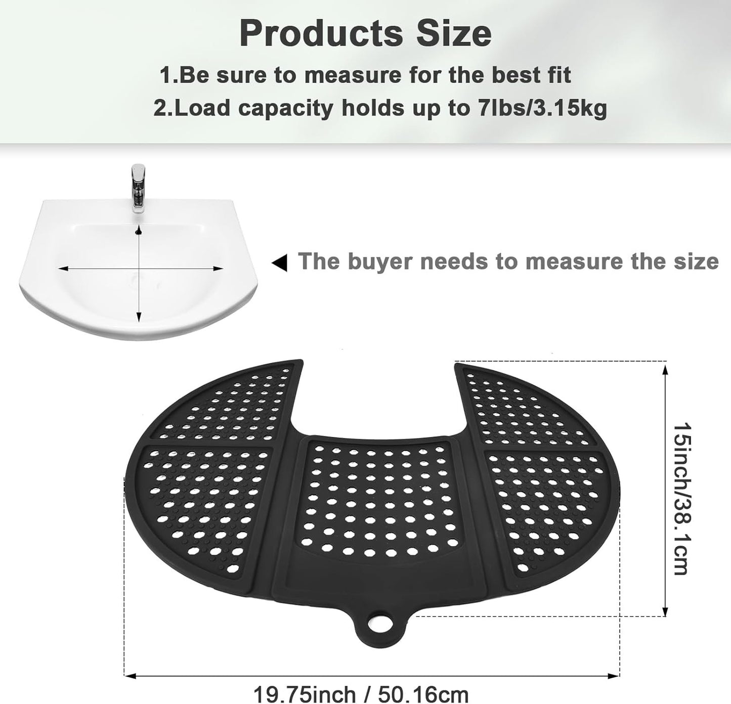 YHJWW Foldable Bathroom Sink Cover for Counter Space, Heat Resistant Silicone Makeup Organizer Mat for Your Beauty Routine, Small Bathroom & Rv Camper Travel Must Haves Accessories, Black